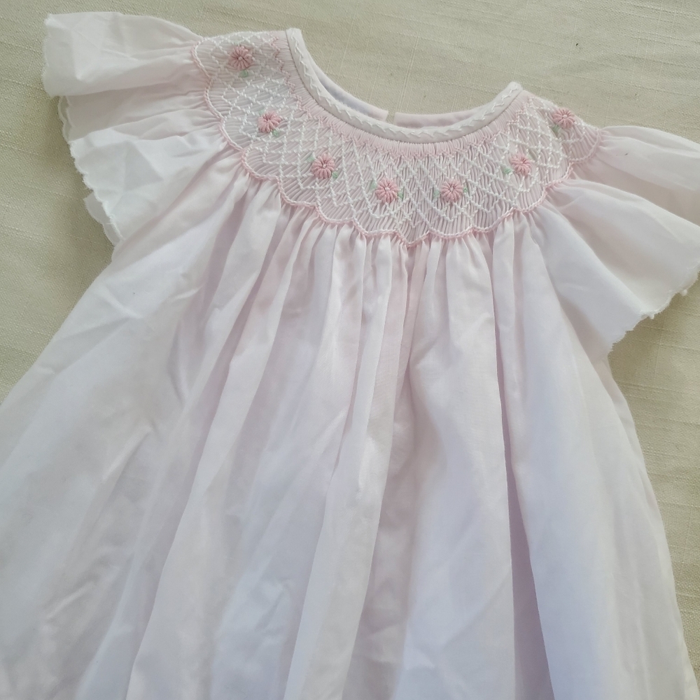 Pink Smocked Anavini Heirloom Dress 2t
